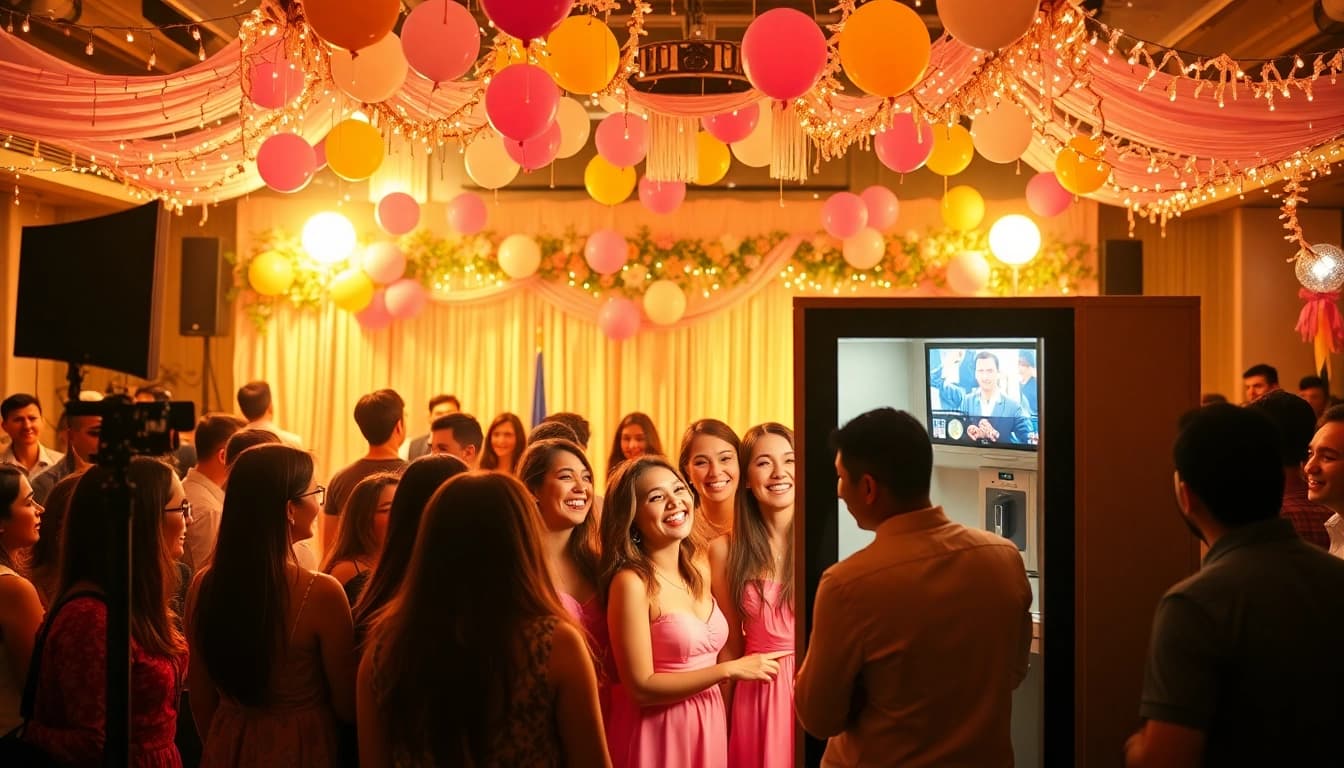 Capture joyful moments with a photo booth rental at a festive event.