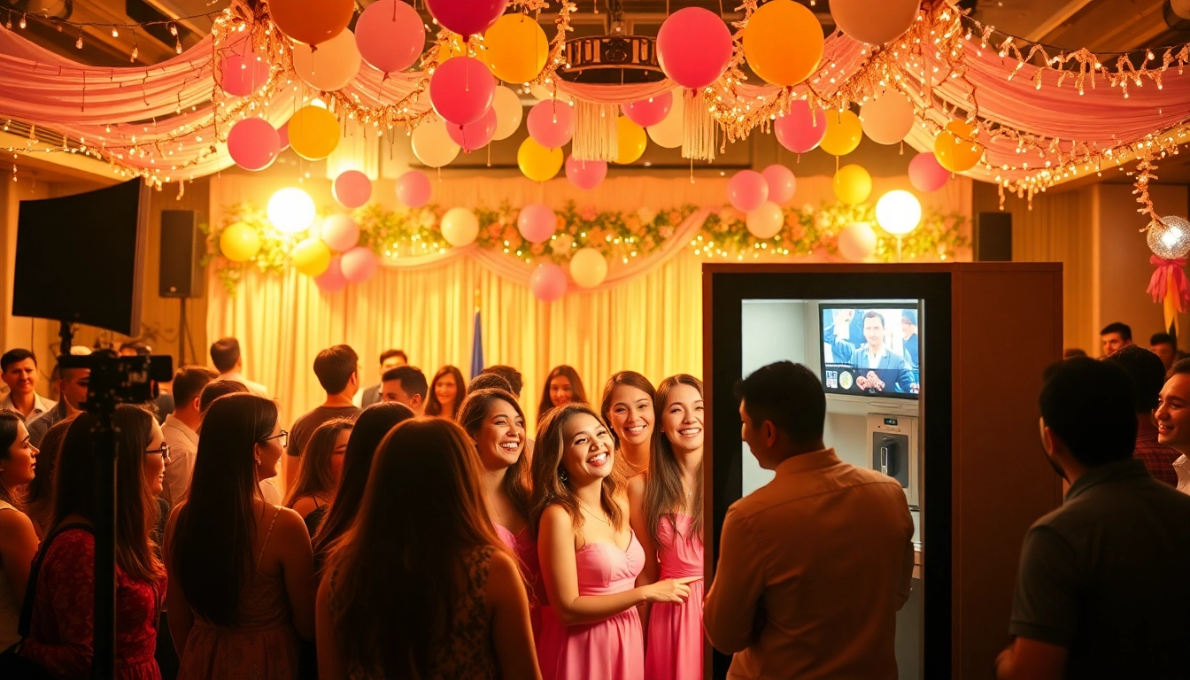 Capture joyful moments with a photo booth rental at a festive event.