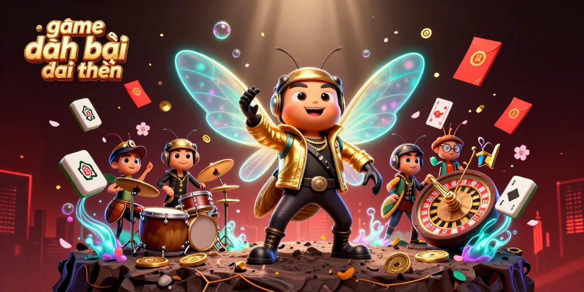 Experience game đánh bài đổi thưởng with a vibrant 3D scene of characters celebrating in a casino atmosphere.