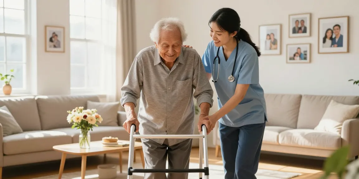 Buy nobility aids for seniors with caregiver support in a bright, cozy living room.