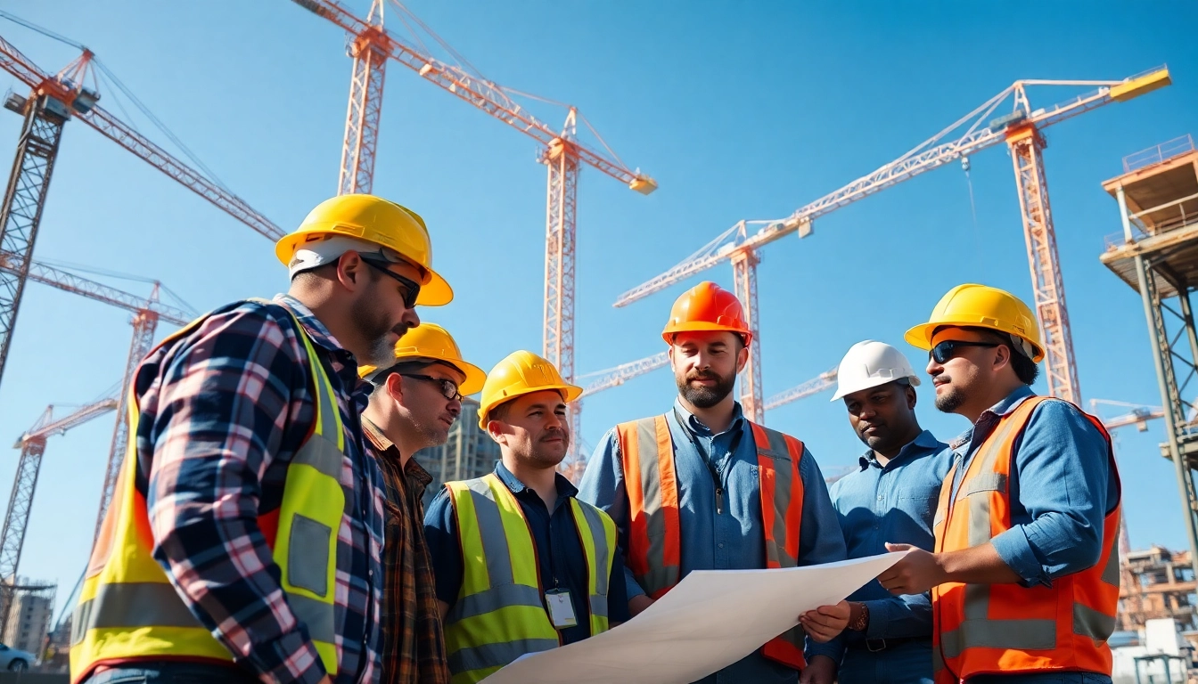 Manhattan Commercial General Contractor overseeing a busy construction site with workers.