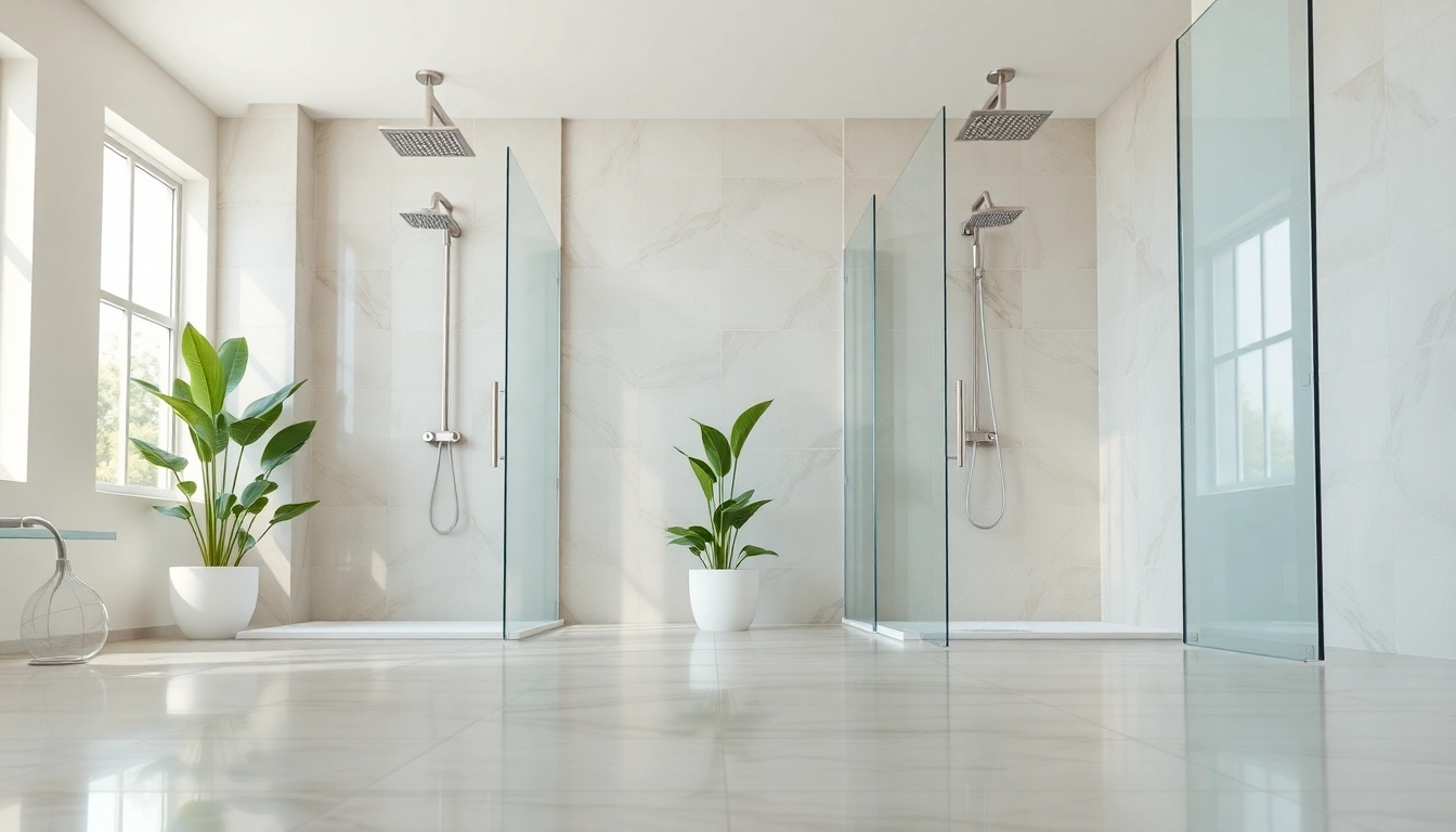 Experience elegant showers au in a luxurious modern bathroom with rain showerhead and sleek design.