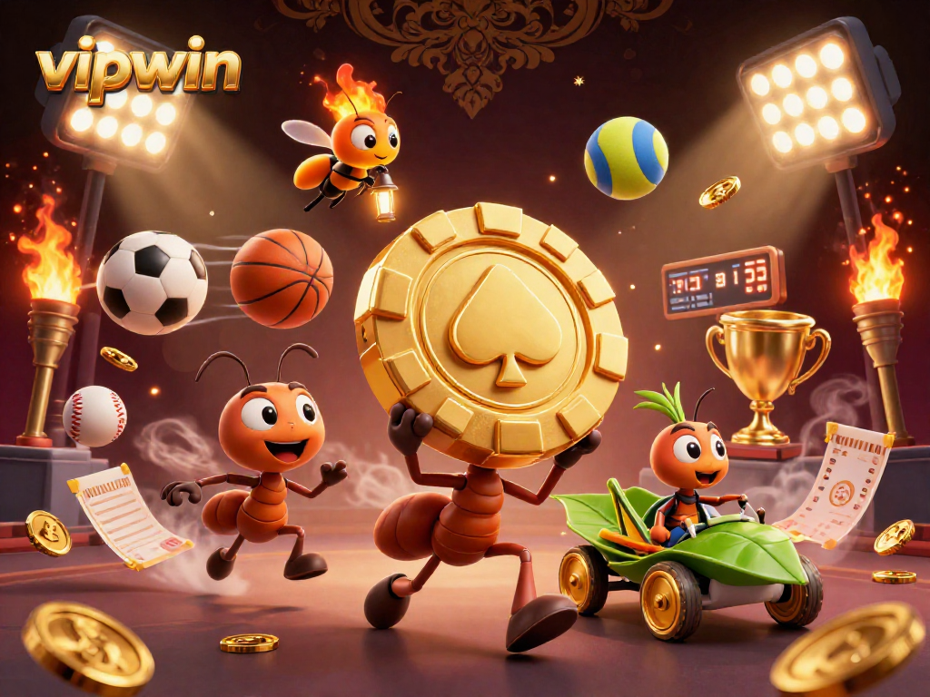 Experience the excitement of vipwin with a heist featured in a lively 3D casino illustration.