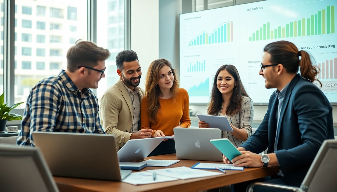 Showcase Search Engine Optimization Clearwater strategies with a professional marketing team collaborating effectively.