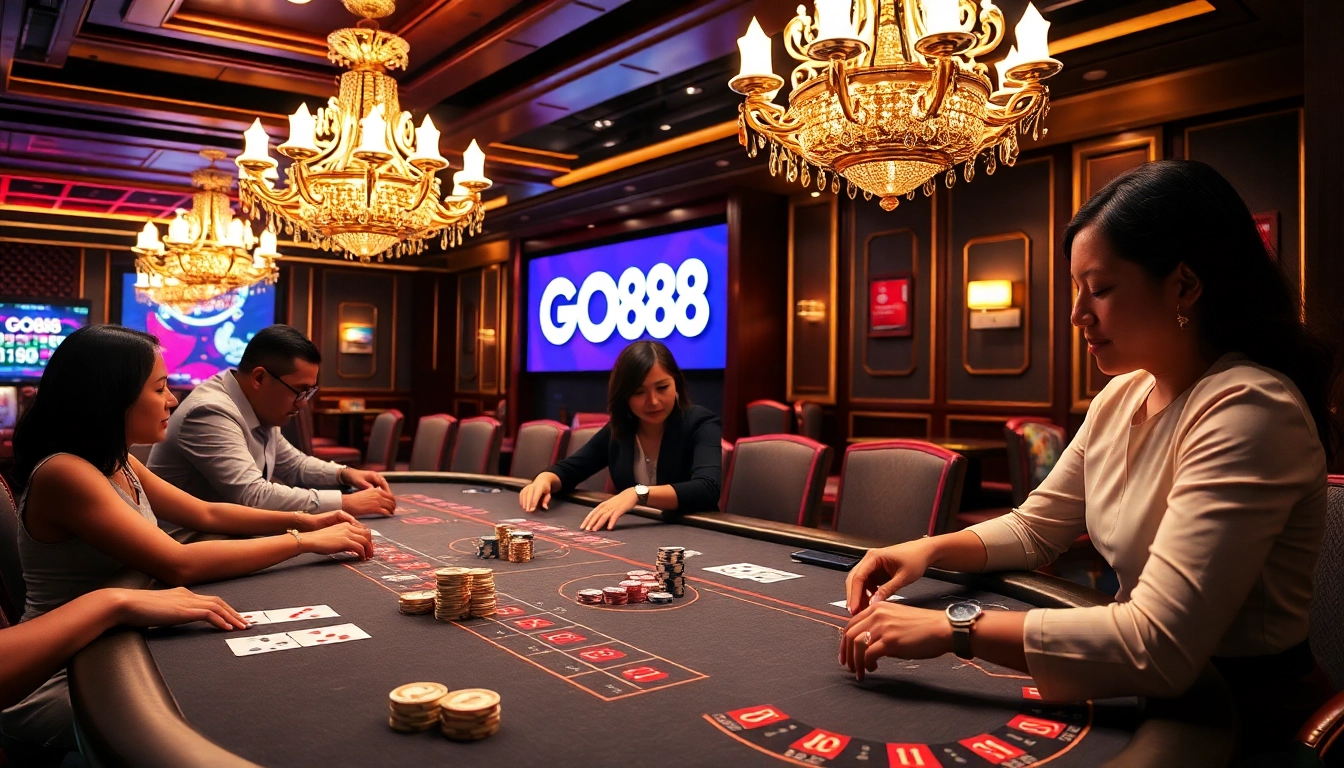 Players enjoying a thrilling round at the GO88 casino table filled with excitement and action.