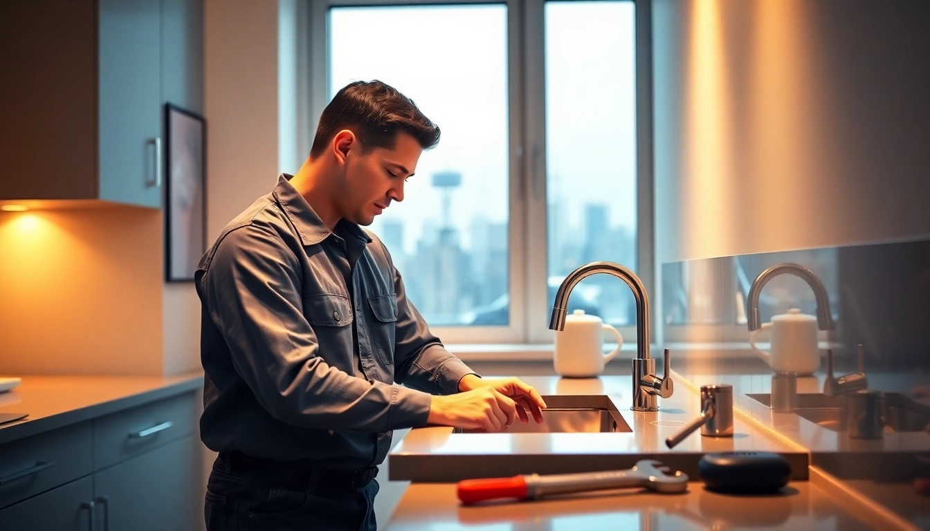Emergency plumbing Manhattan service with licensed plumber fixing a faucet in NYC.