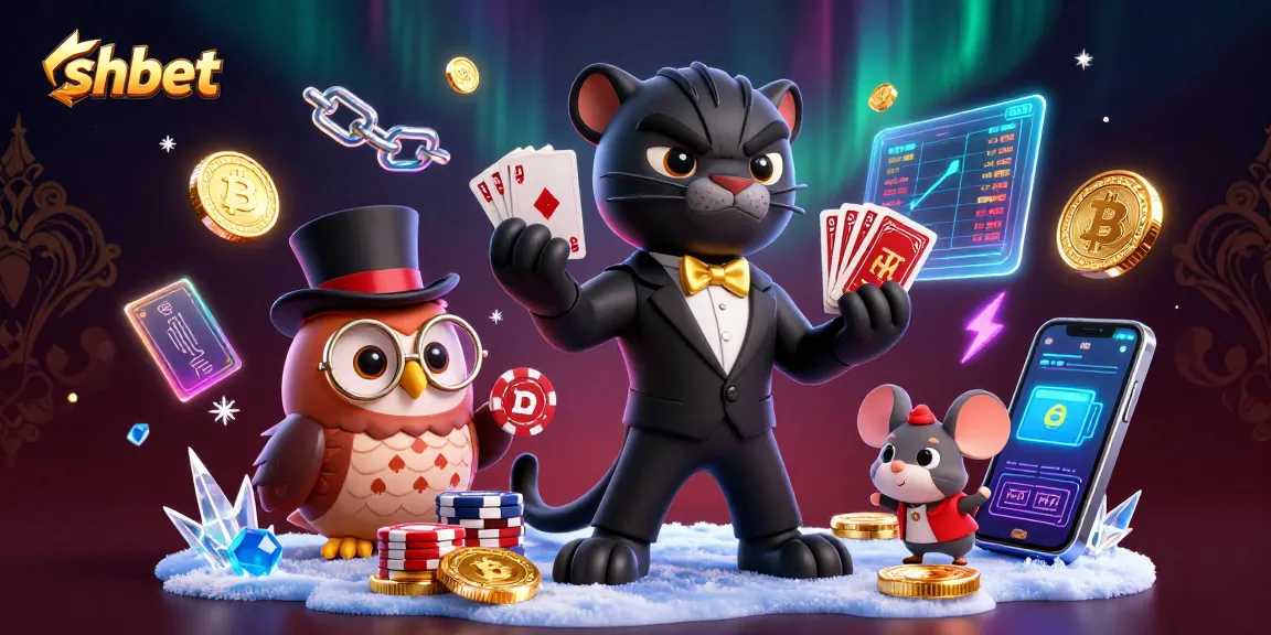 Engage in thrilling gameplay at shbet with a dynamic casino scene featuring vibrant characters and crypto elements.