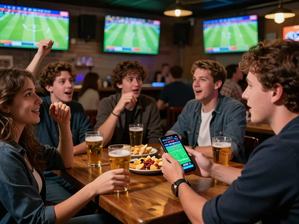 Bergabung dalam aksi taruhan Judi Bola Resmi di bar olahraga yang ramai dengan penggemar dan layar.