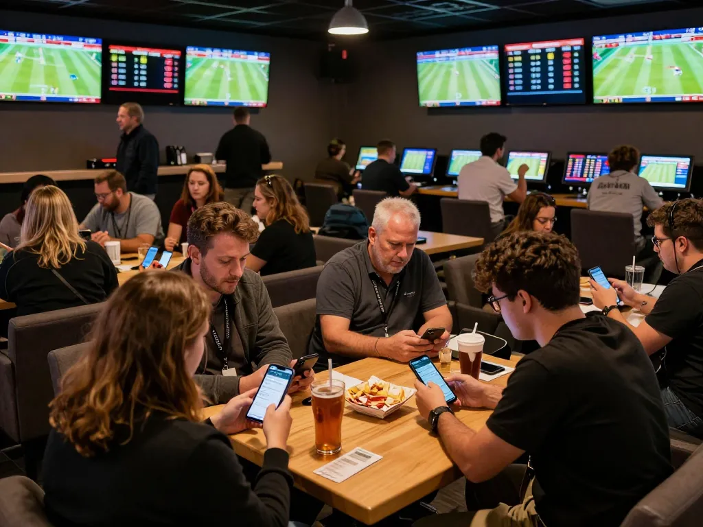 Spectators analyzing soi keo nha cai odds while engaged in live sports betting excitement