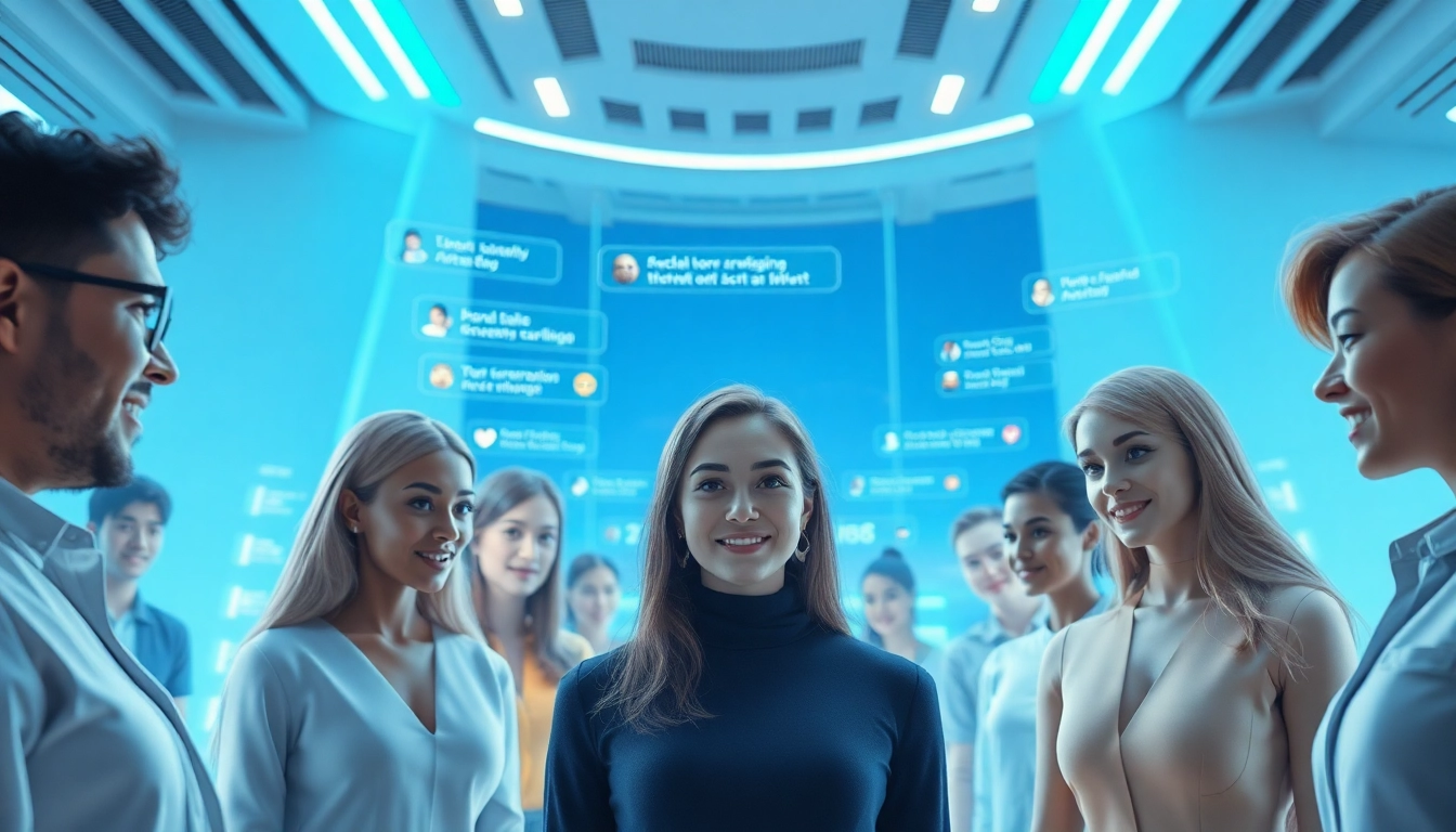 Engaging AI avatar interactions on Crushon platform in a futuristic setting.