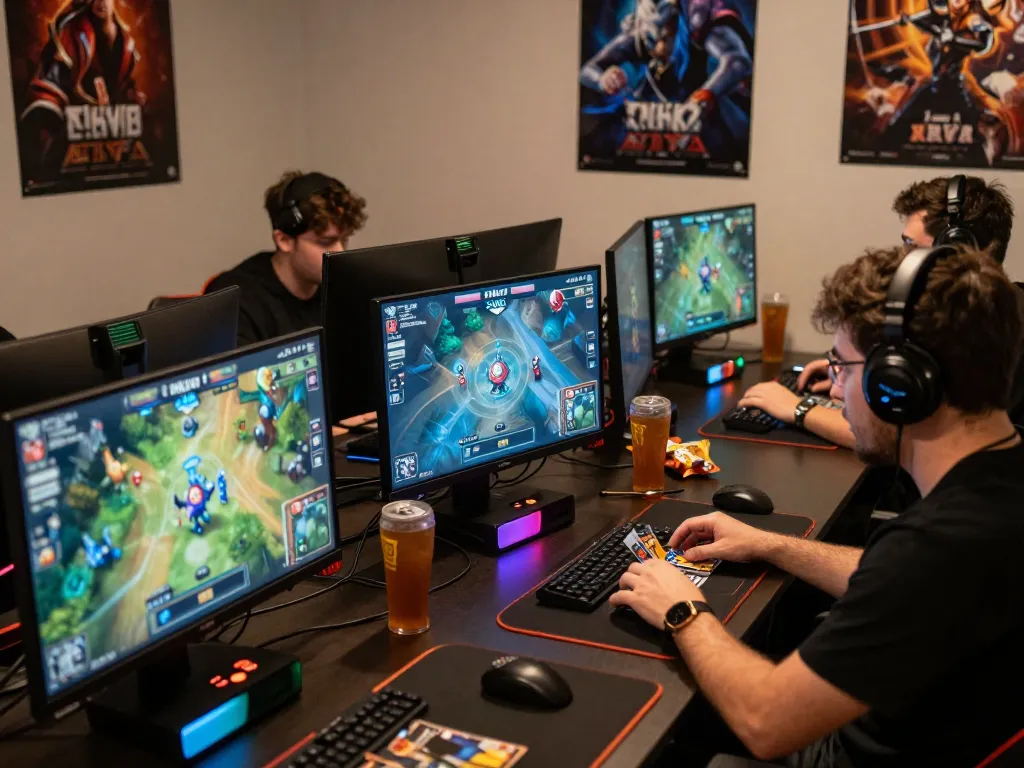 Exciting online gaming atmosphere showcasing rikvip gaming session with vibrant graphics and players focused on screens.